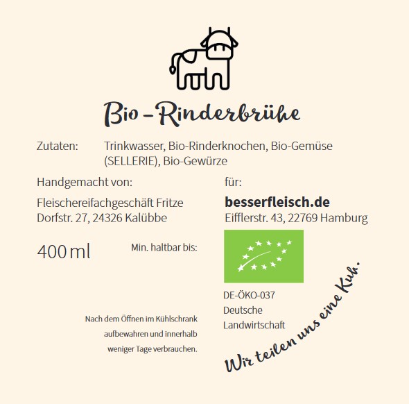 Rinderbrühe Etikett Foto oZ